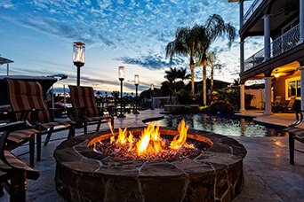 Resort-style pool with spa spillover in Fleming Island, Jacksonville FL